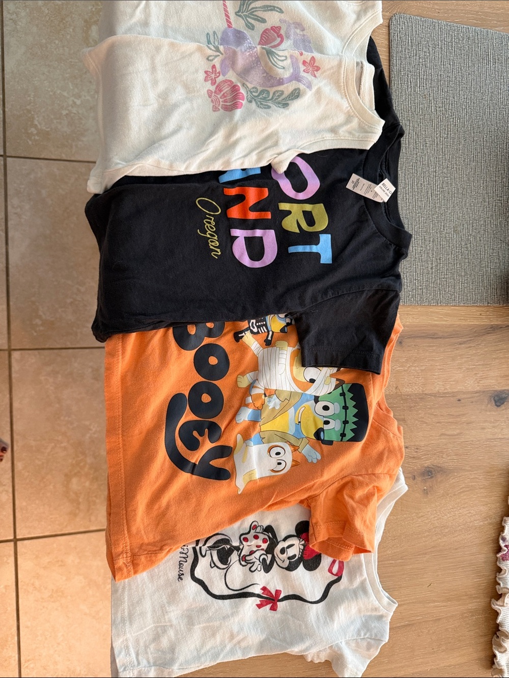 2T Tshirt Bundle. Carters, Portland shirt, Bluey and Disney Minnie Mouse